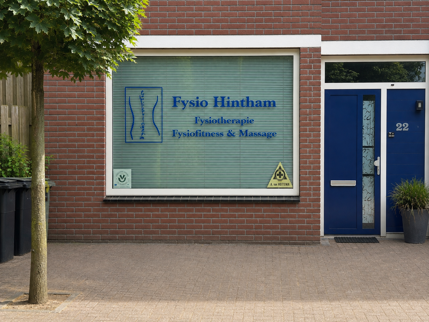 Voorgevel van Fysio Hintham aan de Jan van Delftstraat 22
